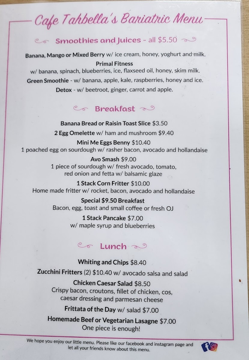 Cafe Tahbella Menu 1