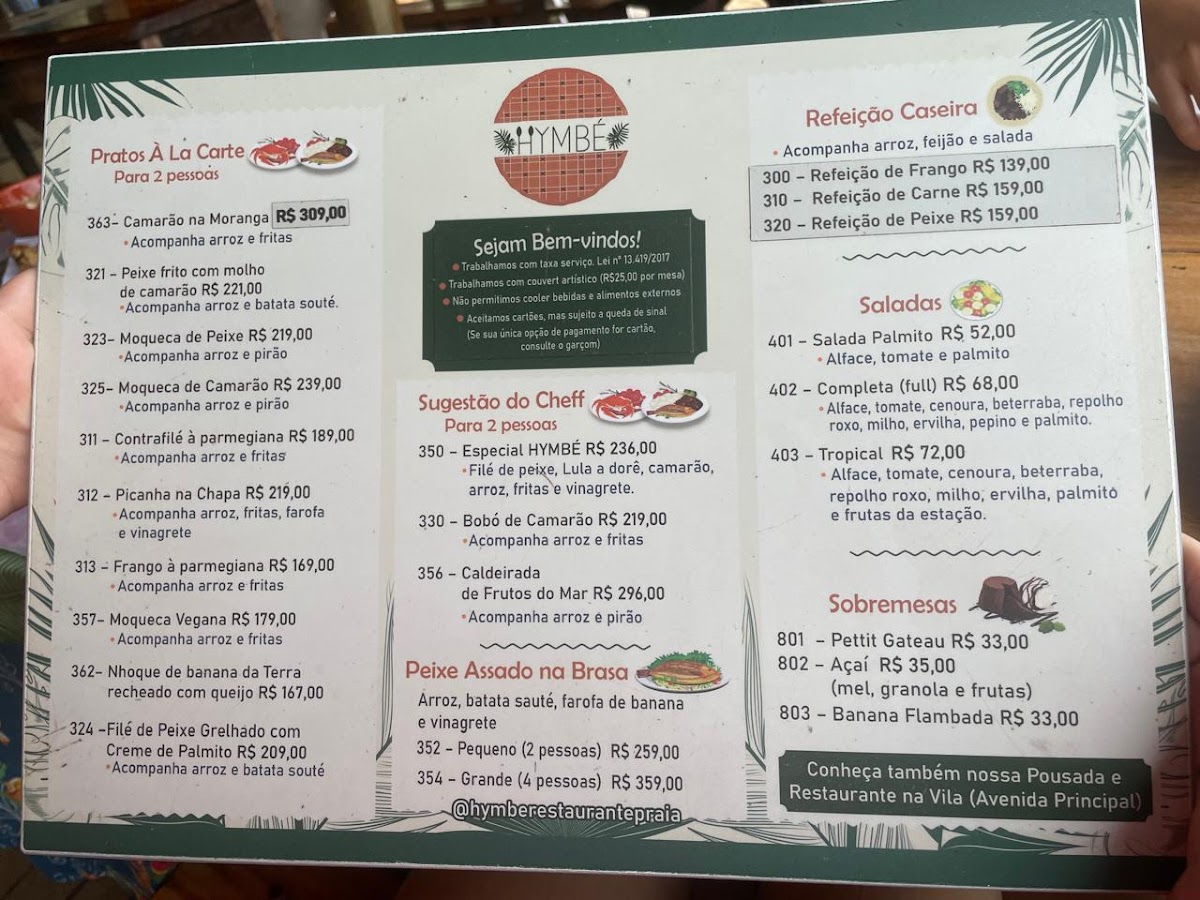 Restaurante Hymbé - Vila de Trindade Menu 1