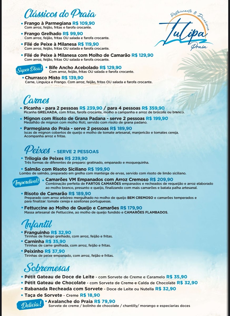 Tulipa Praia Menu 1