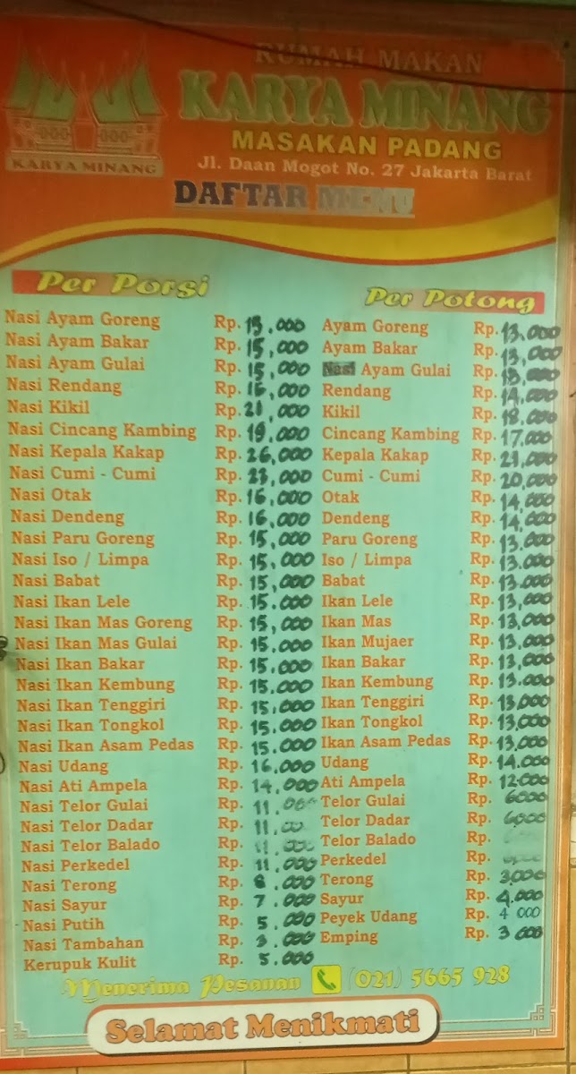 Rm Karya Minang Menu 1