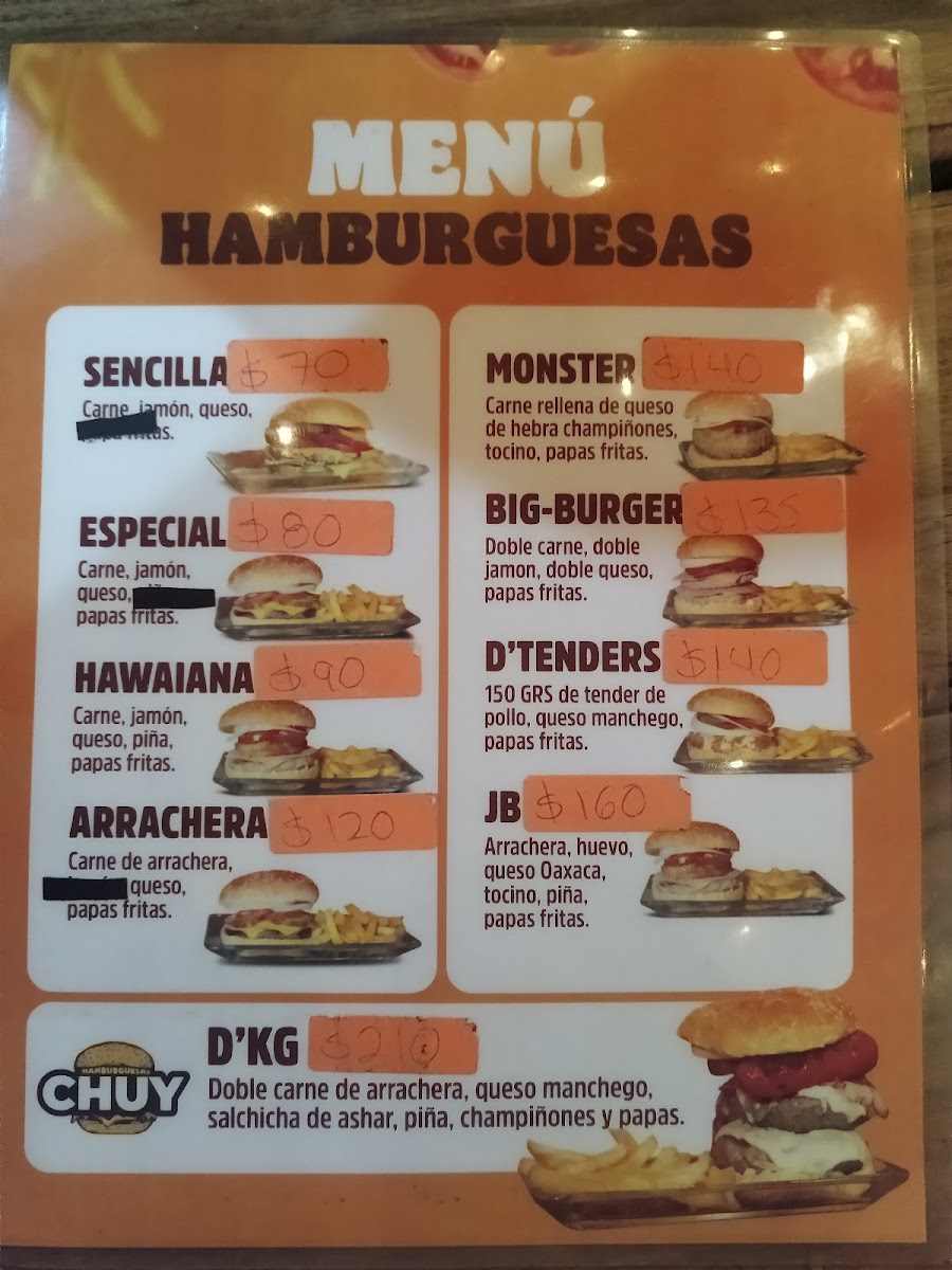 HAMBURGUESAS CHUY Menu 1