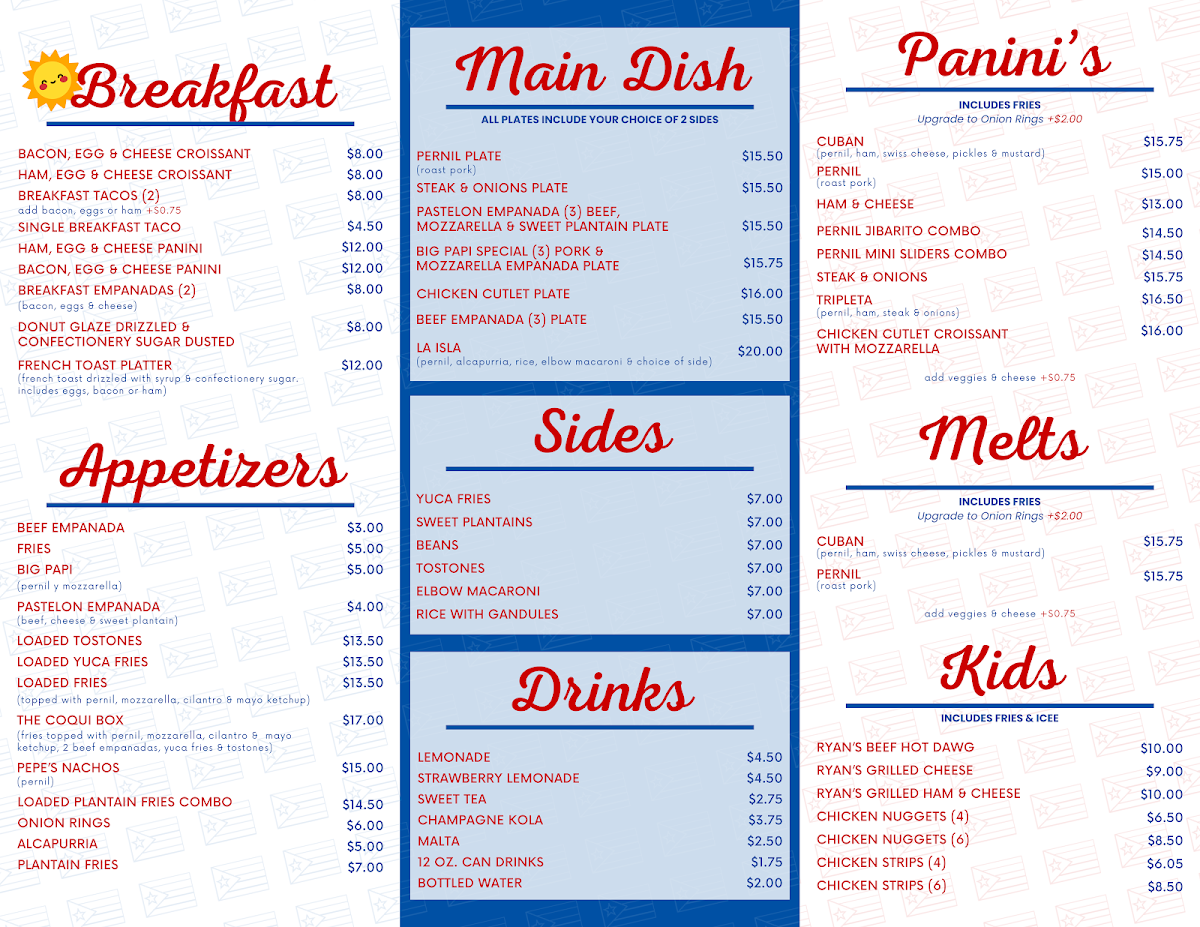 Sazón Dulce Menu 1