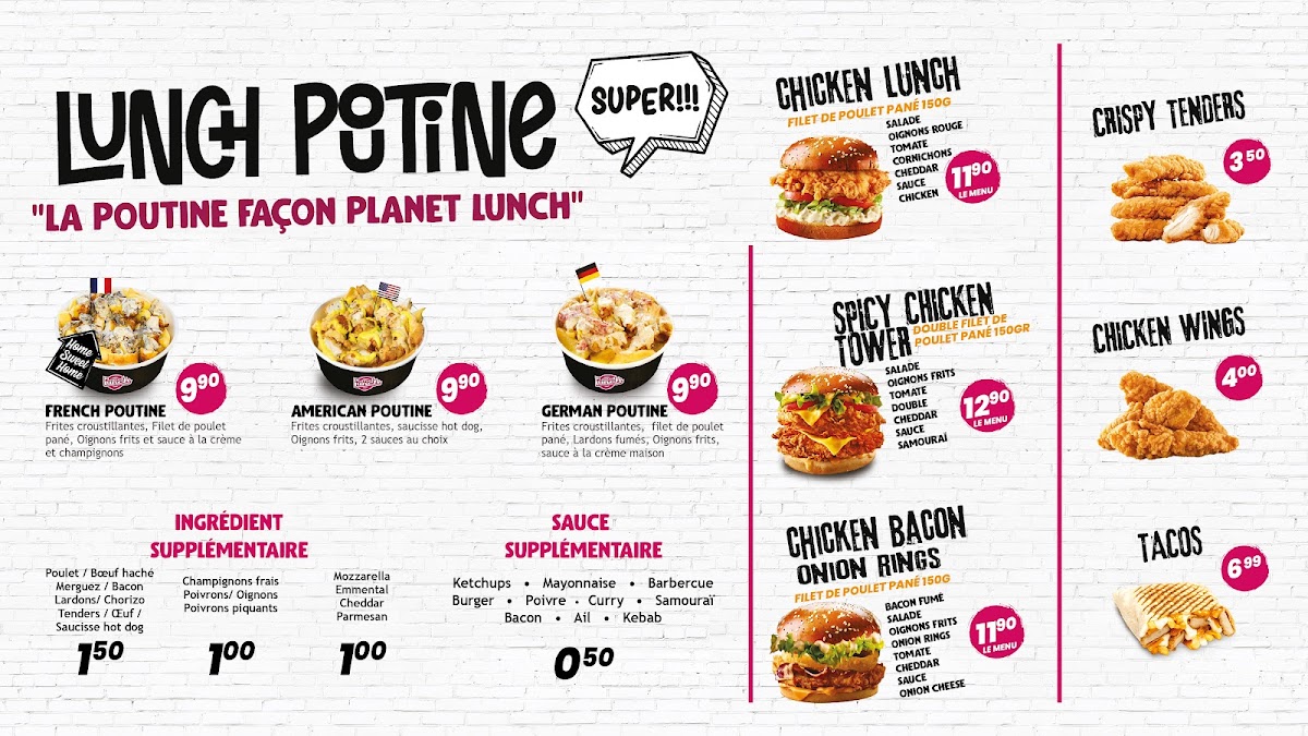 Planet Lunch Menu 1