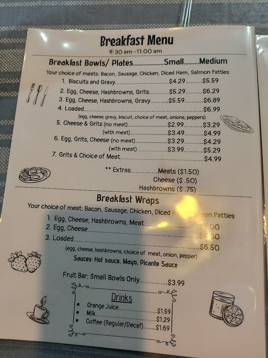 A & B Simple EATERY Menu 1