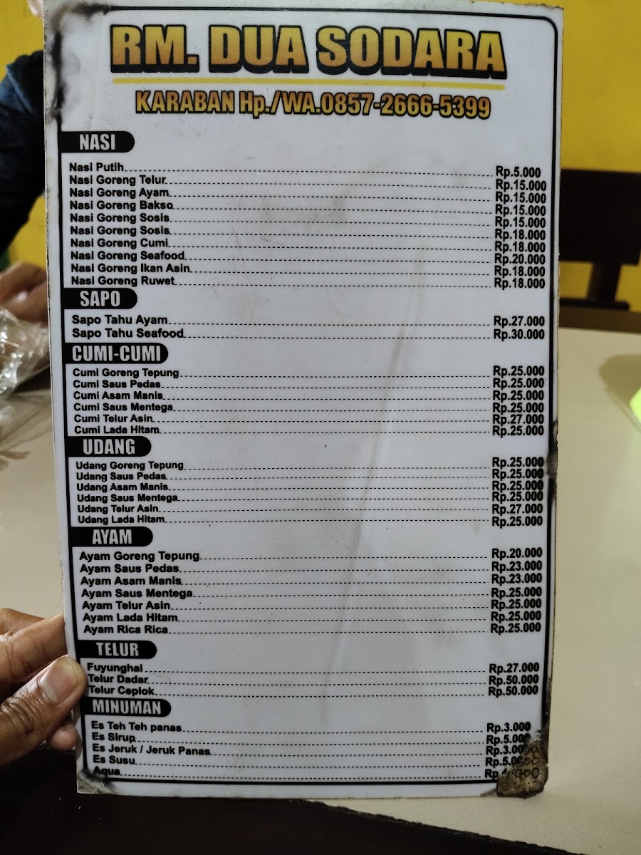 RM.Dua Sodara Karaban Menu 1