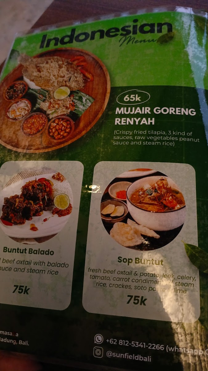 Sunfield Menu 1