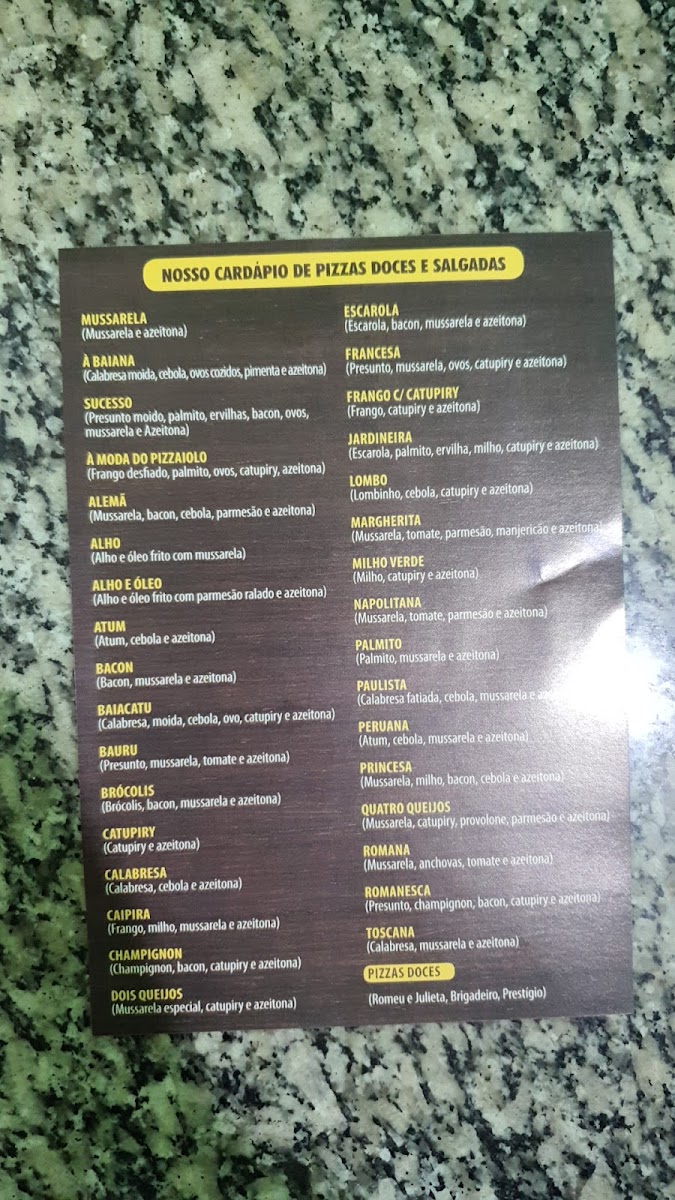 pizzaria sucesso Menu 1