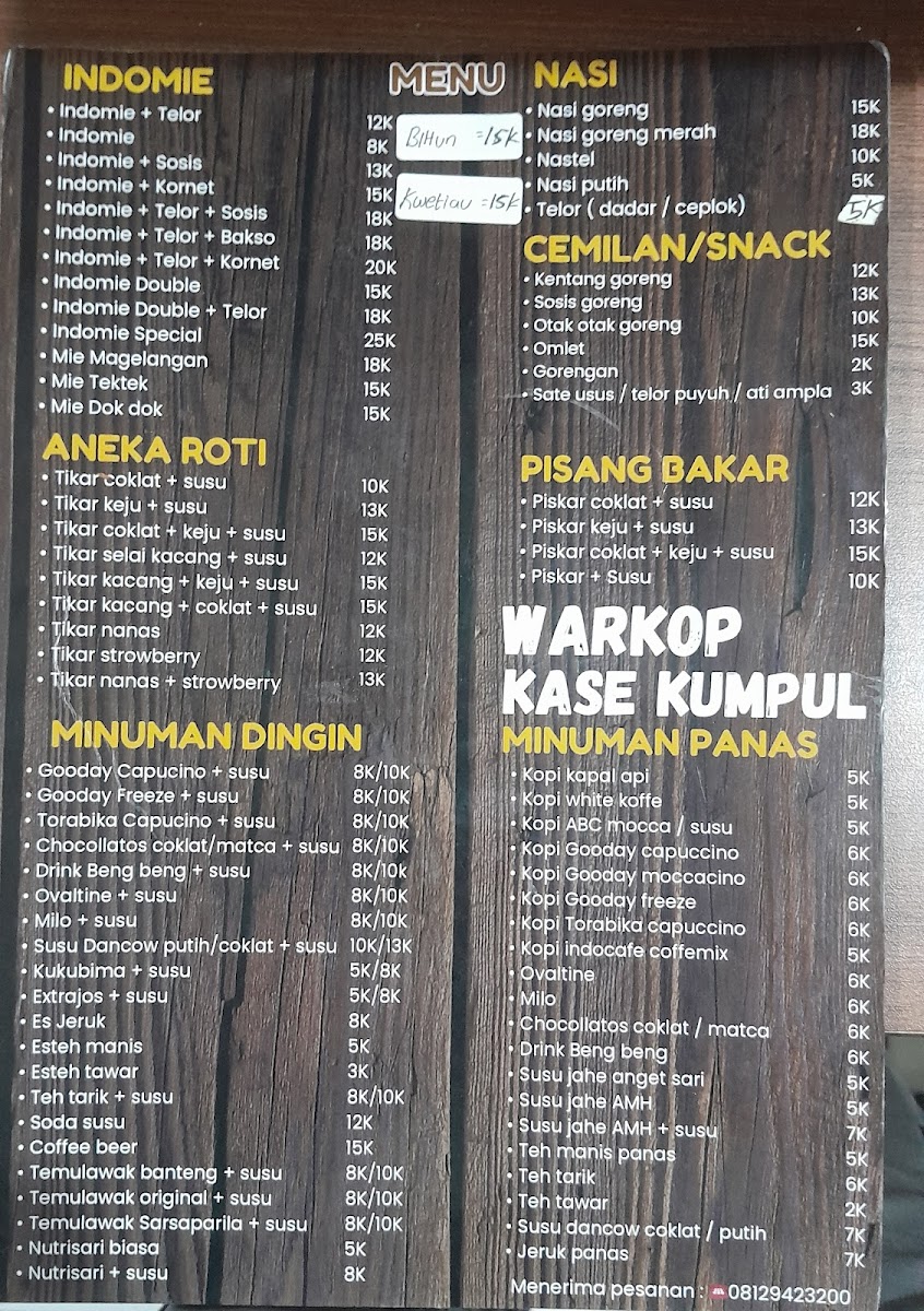 Warkop Kase Kumpul Menu 1