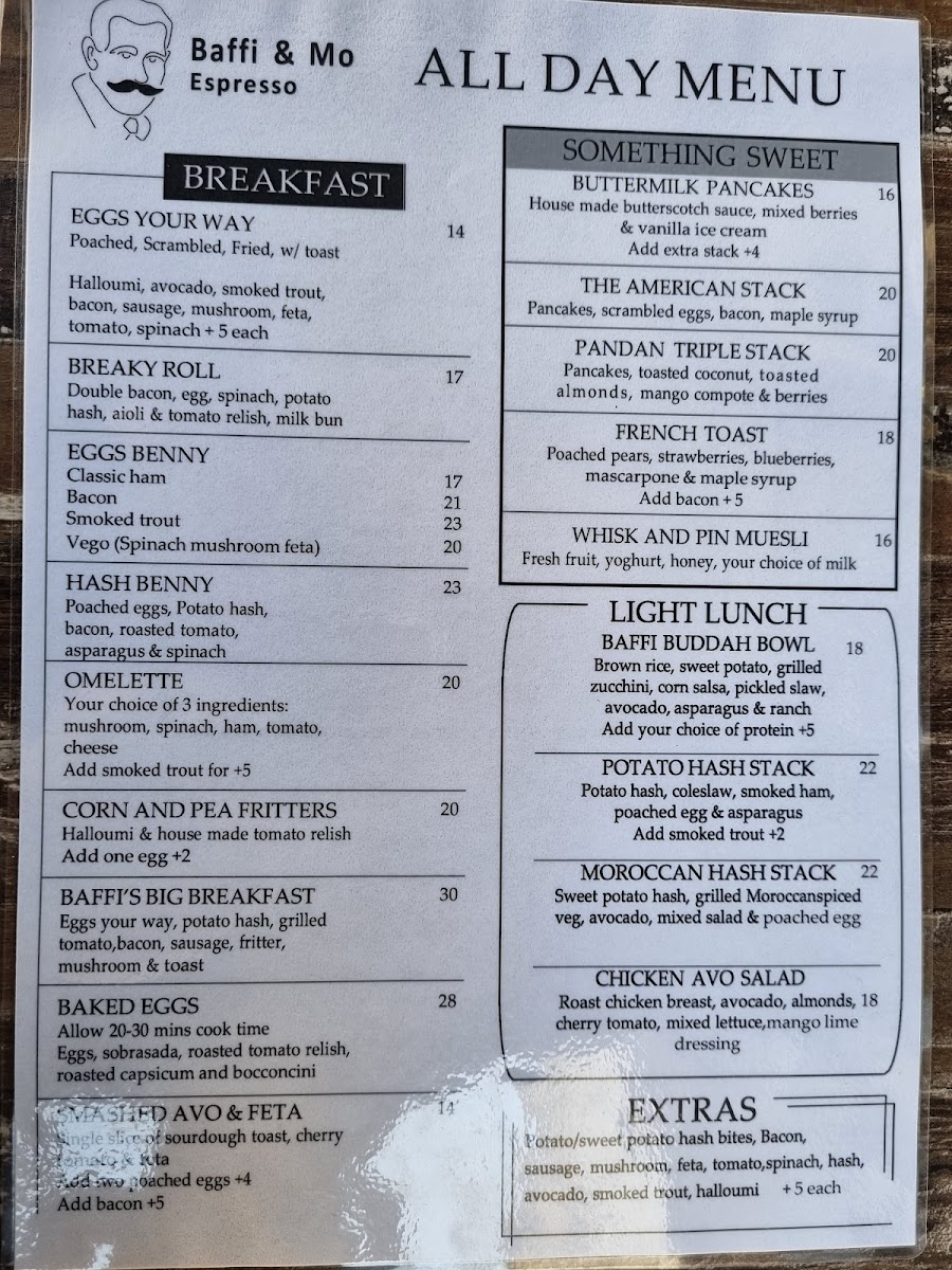 Baffi & Mo Espresso Menu 1