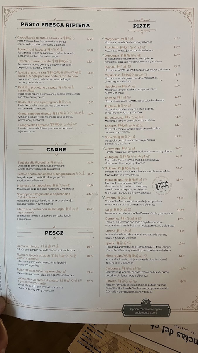 Luigi Ristorante - Via Laietana Menu 1