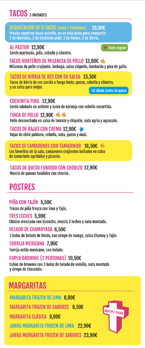 Gracias Padre - Taquería La Roma - Restaurante Mexicano Menu 1