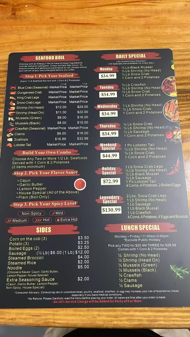 Cajun Bros Menu 1