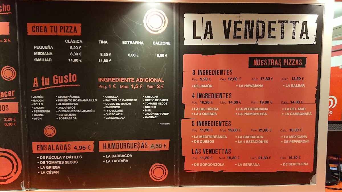 La Vendetta Mataró Menu 1