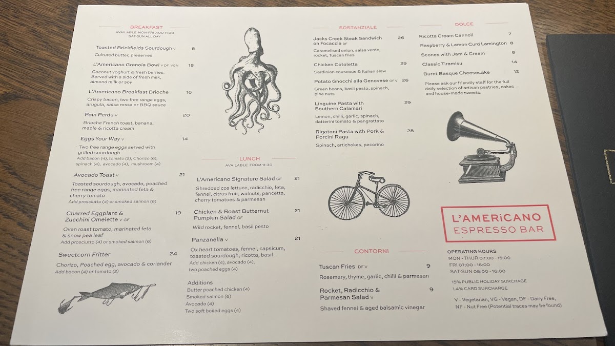 L'Americano Espresso Bar Menu 1