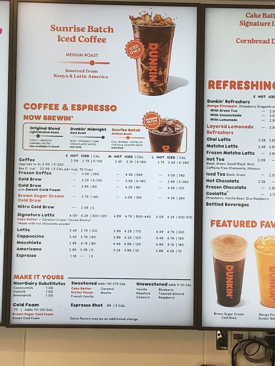 Dunkin' Menu 1