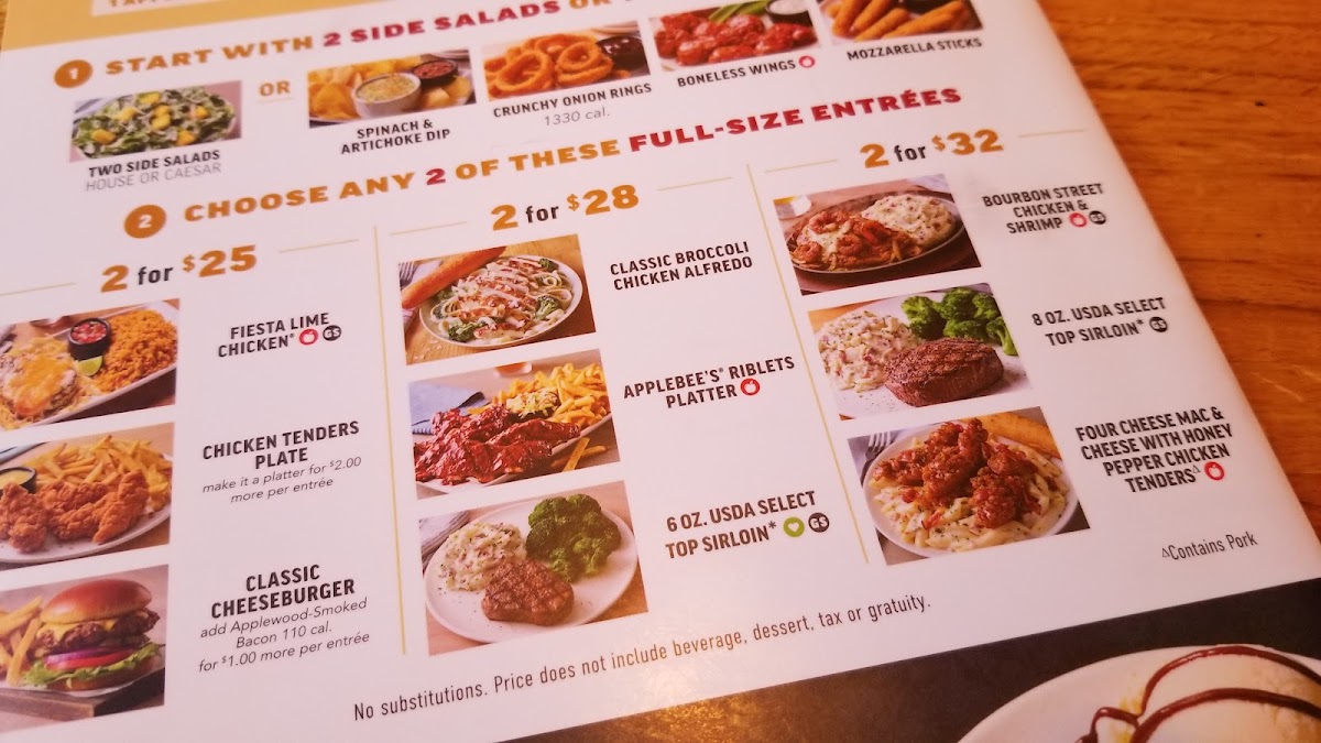 Applebee's Grill + Bar Menu 1