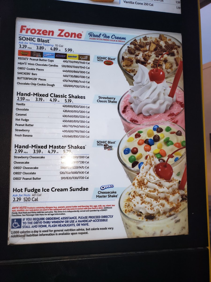 Sonic Drive-In Menu 1