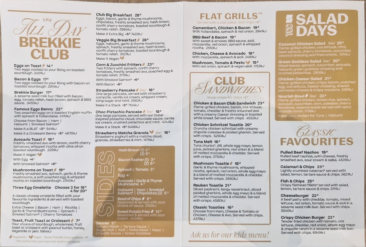 The Coffee Club Cafe - Gungahlin Menu 1