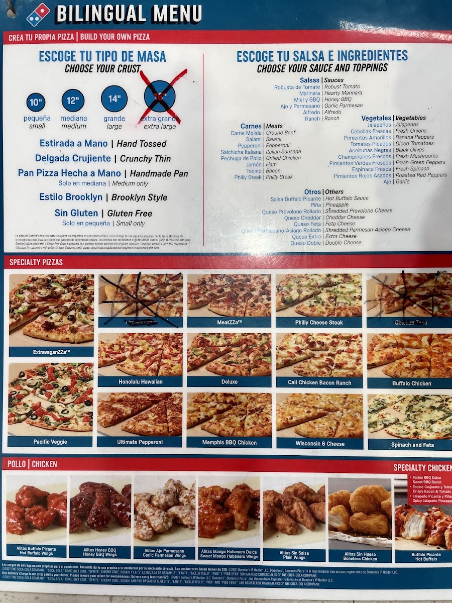 Domino's Pizza Menu 1