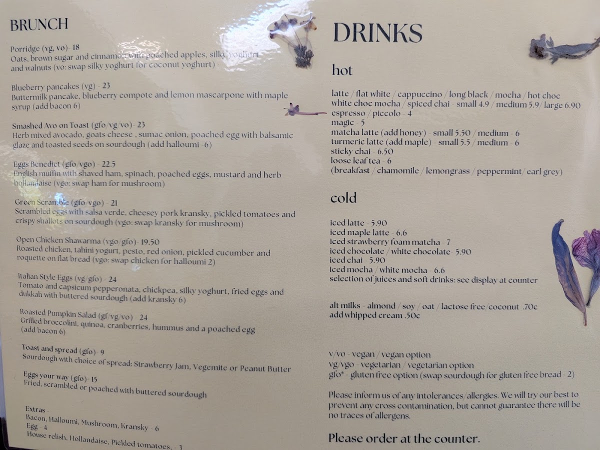 The Cabin Menu 1