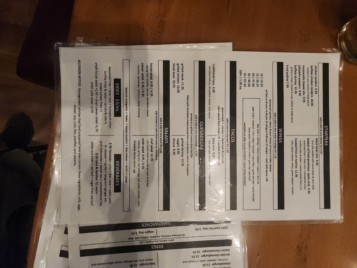 Jake's Pub & Billiards Menu 1