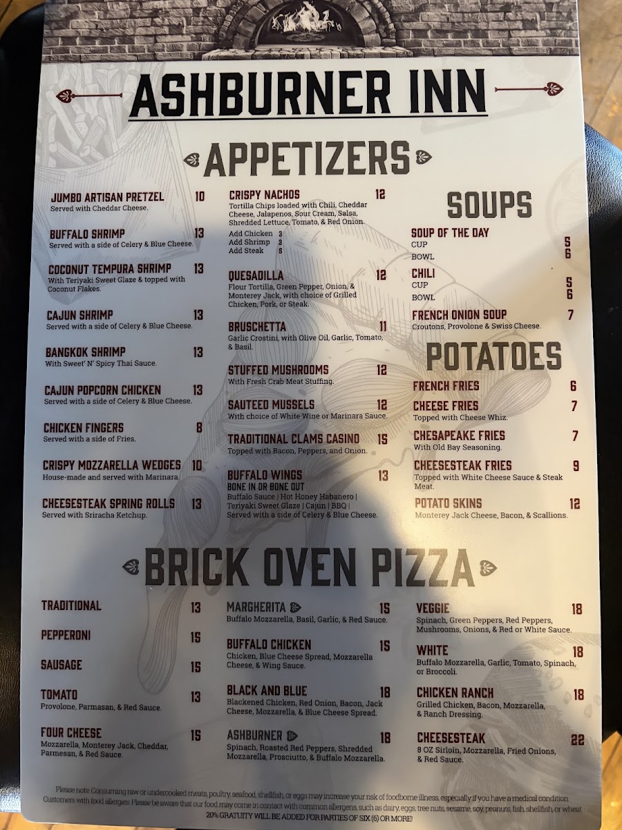 Ashburner Inn Menu 1