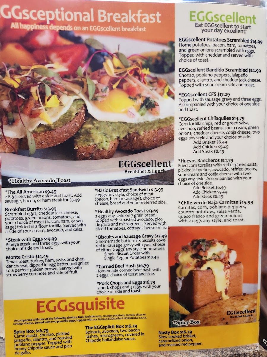 EGGscellent breakfast and Lunch Menu 1