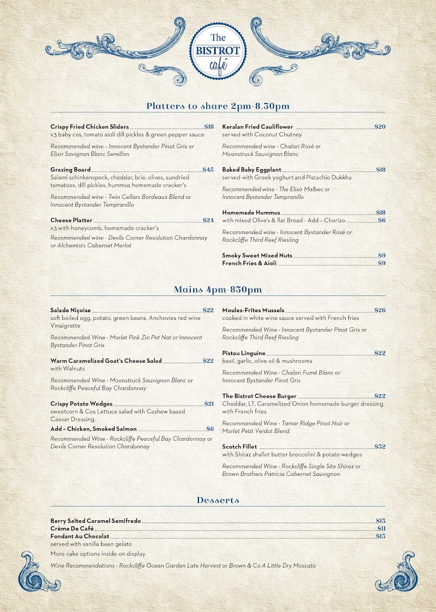 The Bistrot Cafe Freo Menu 1