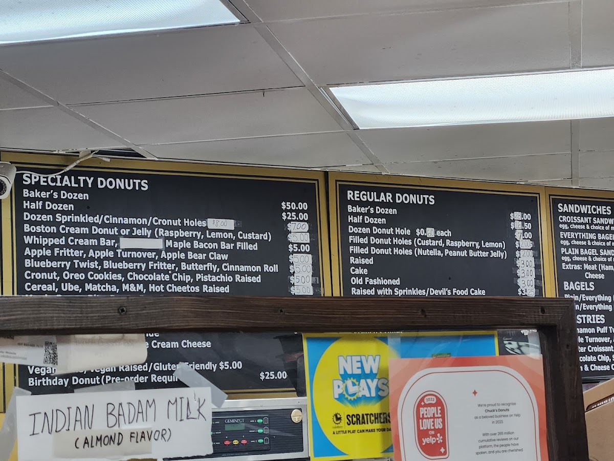 Chuck's Donuts Menu 1