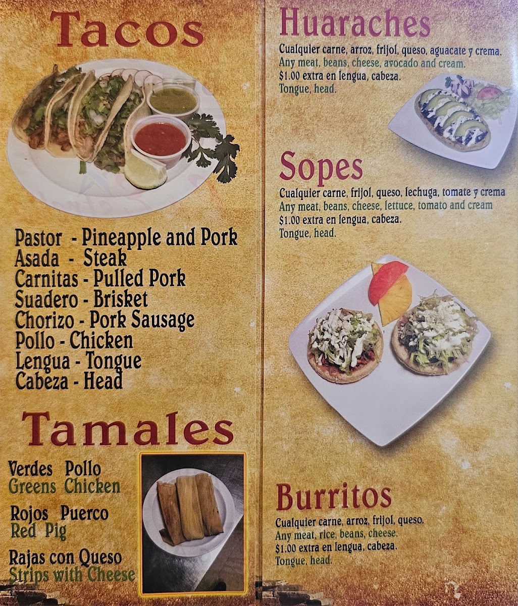 Panaderia La Estrella Menu 1