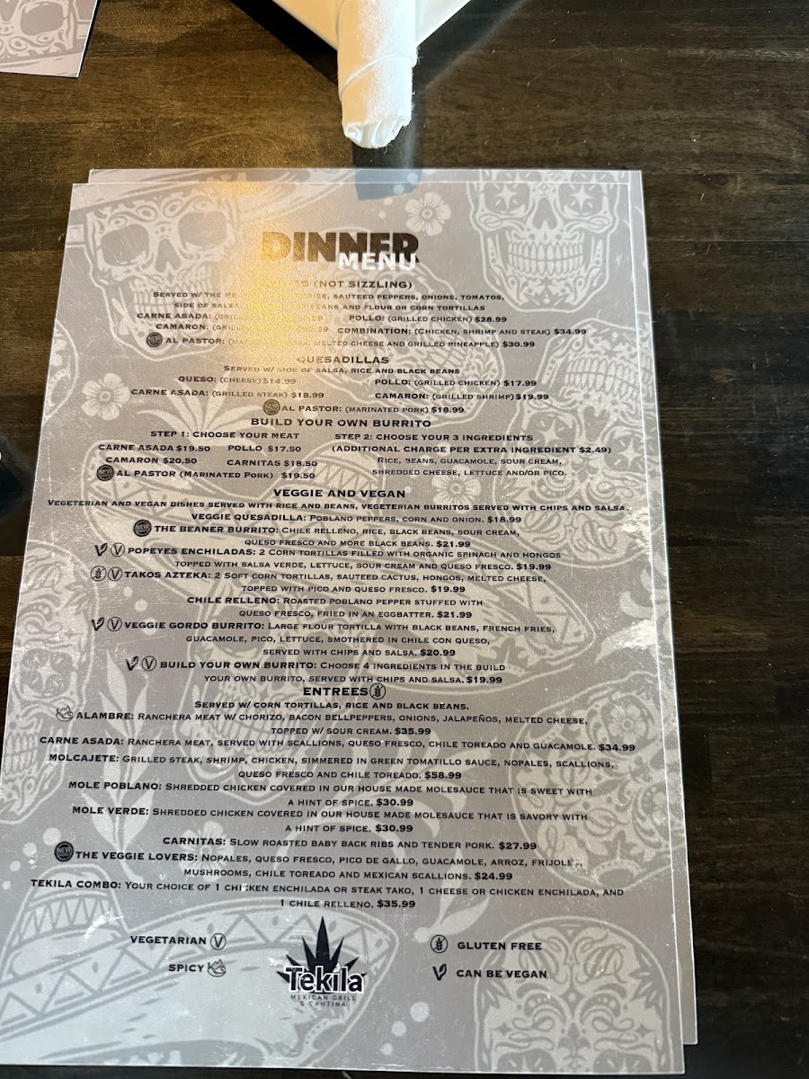 Tekila Mexican Grill & Cantina Menu 1