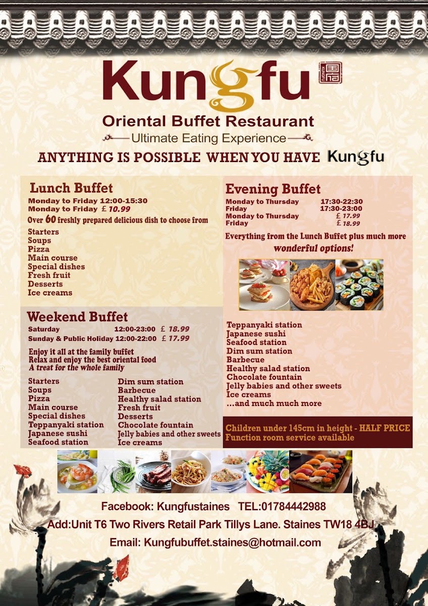Kung-fu Oriental Buffet Menu 1