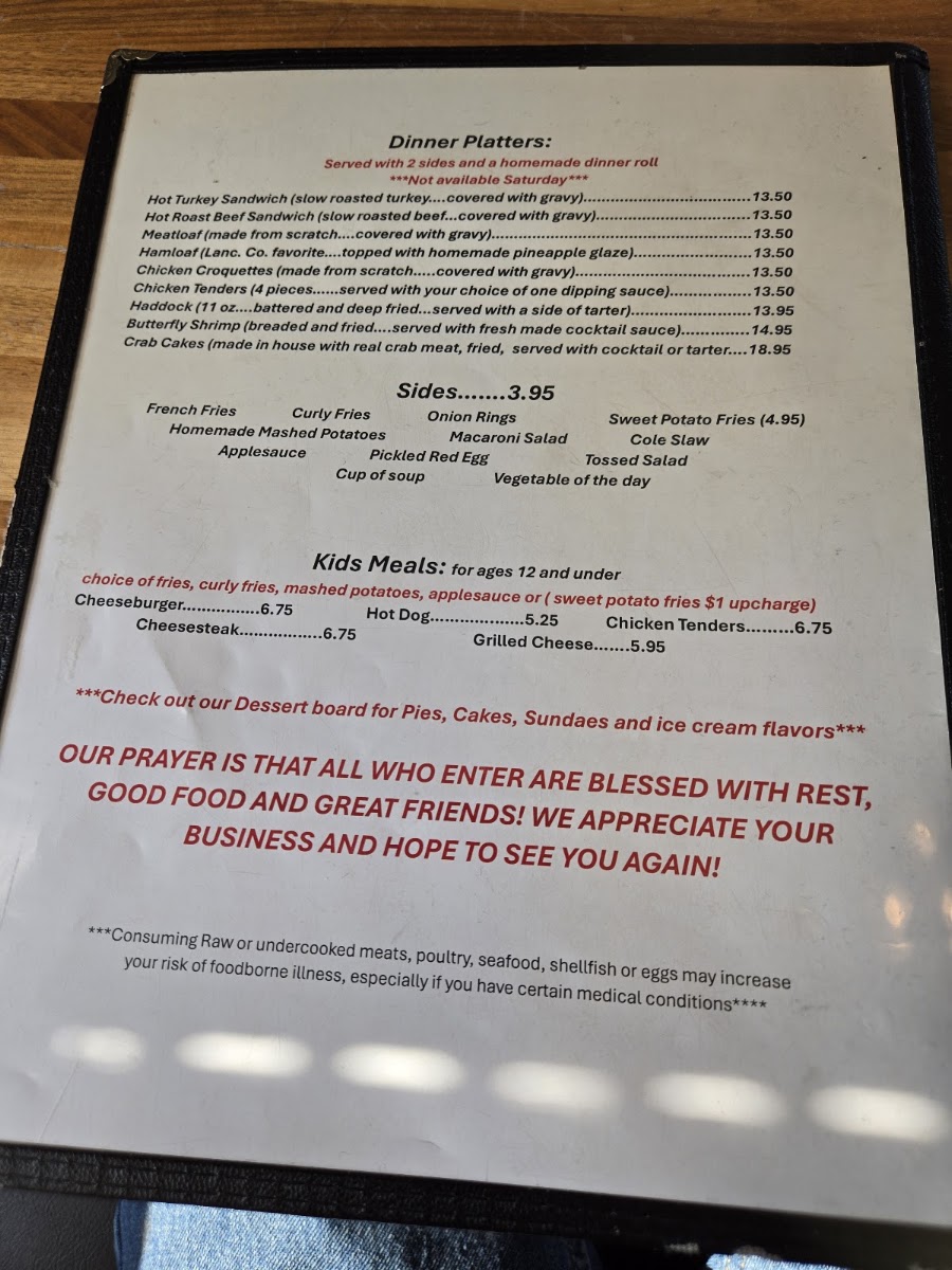 White Horse Luncheonette Menu 1