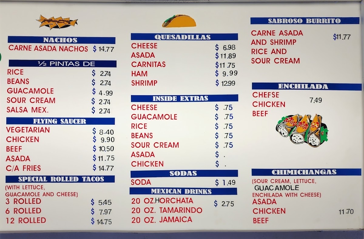 Ortiz's Taco Shop Menu 1