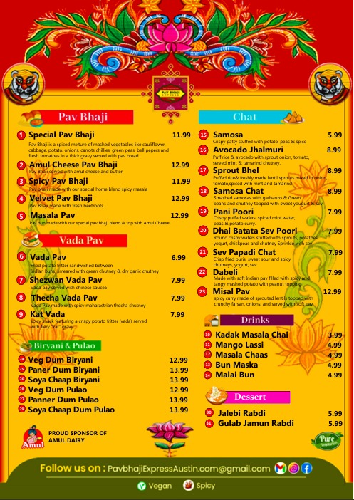 PAV BHAJI EXPRESS Menu 1
