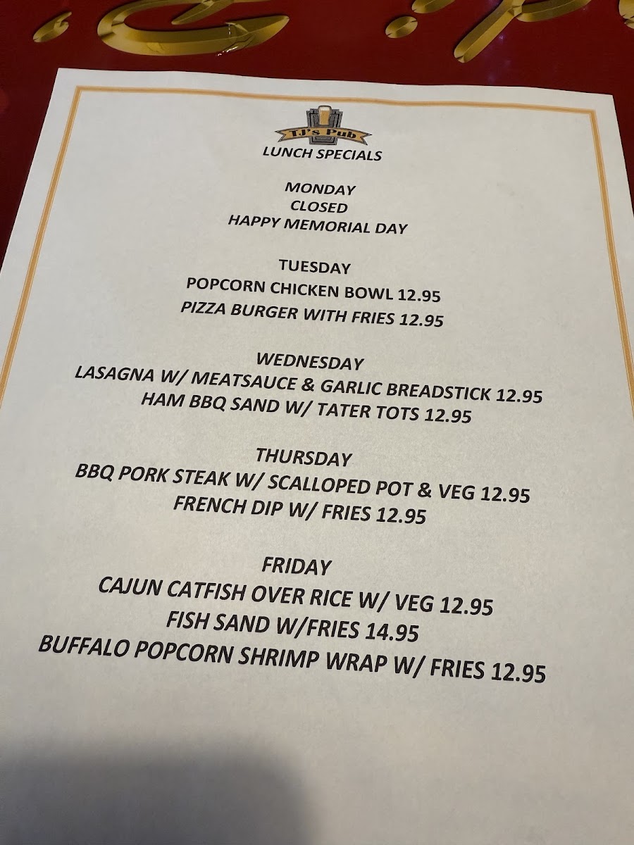 Jodi B's Restaurant Menu 1
