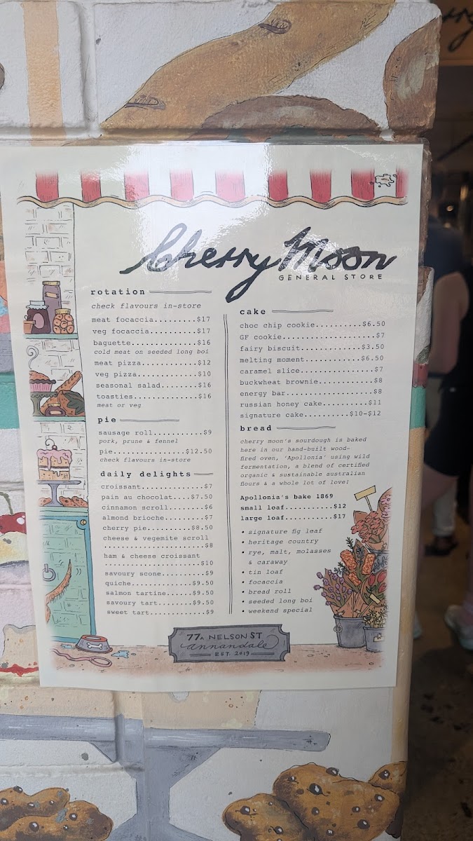 Cherry Moon General Store Menu 1