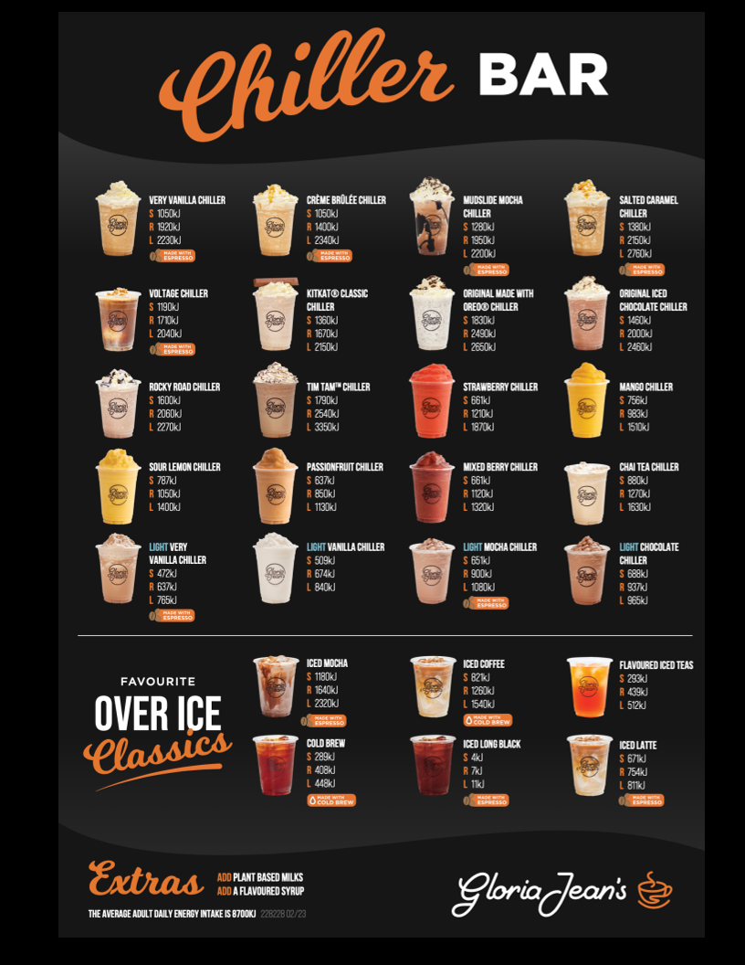 Gloria Jean's Mooloolaba Menu 1