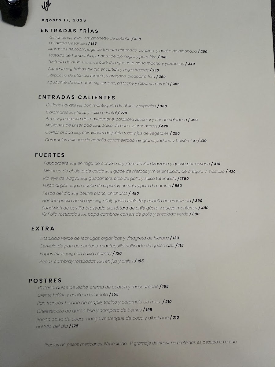 Botánico Menu 1