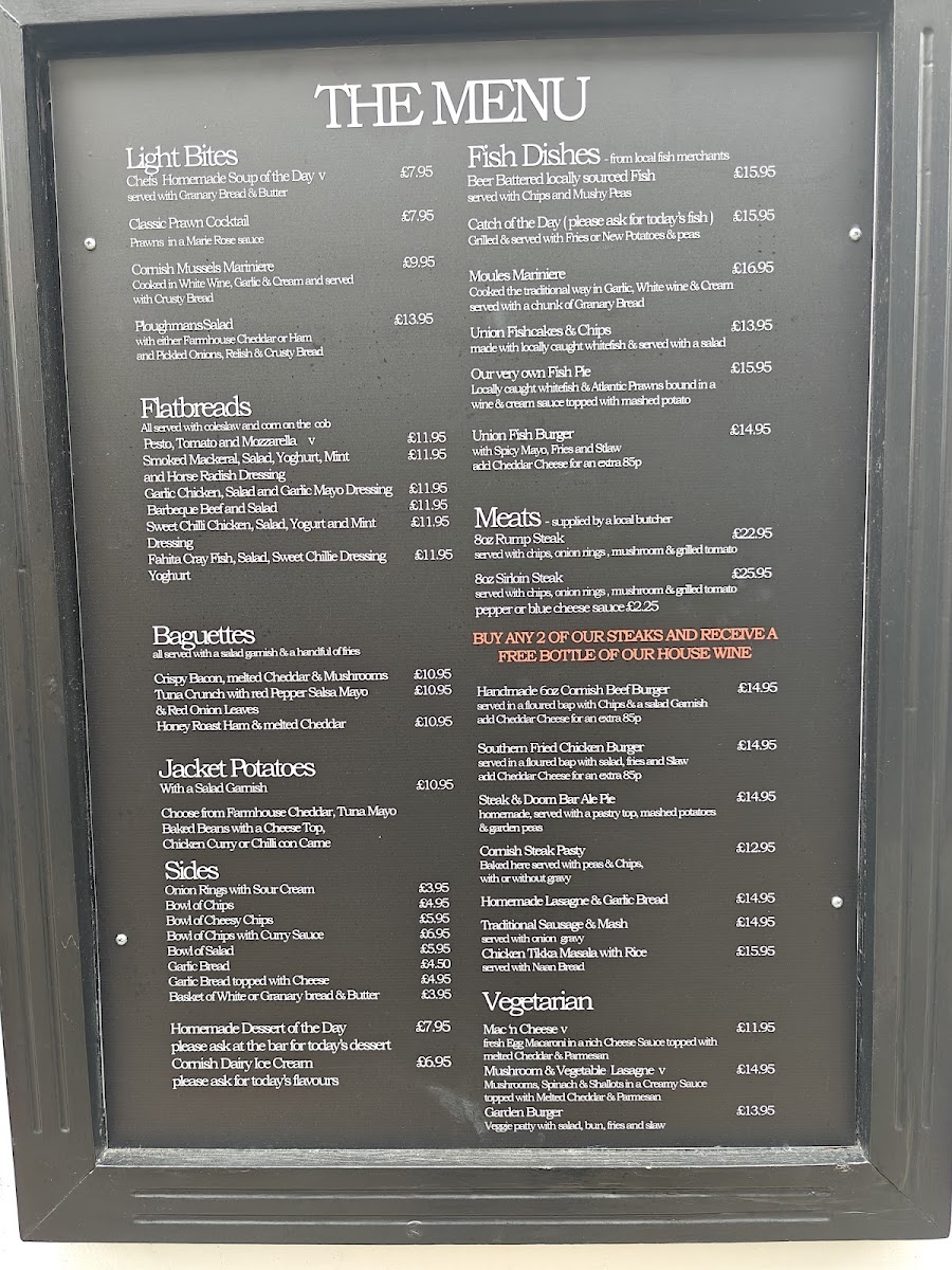 The Union Inn Menu 1