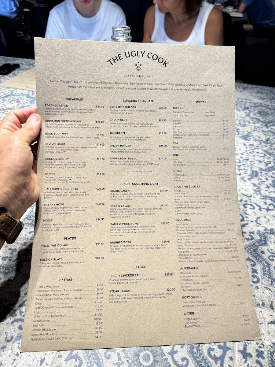 The Ugly Cook Menu 1