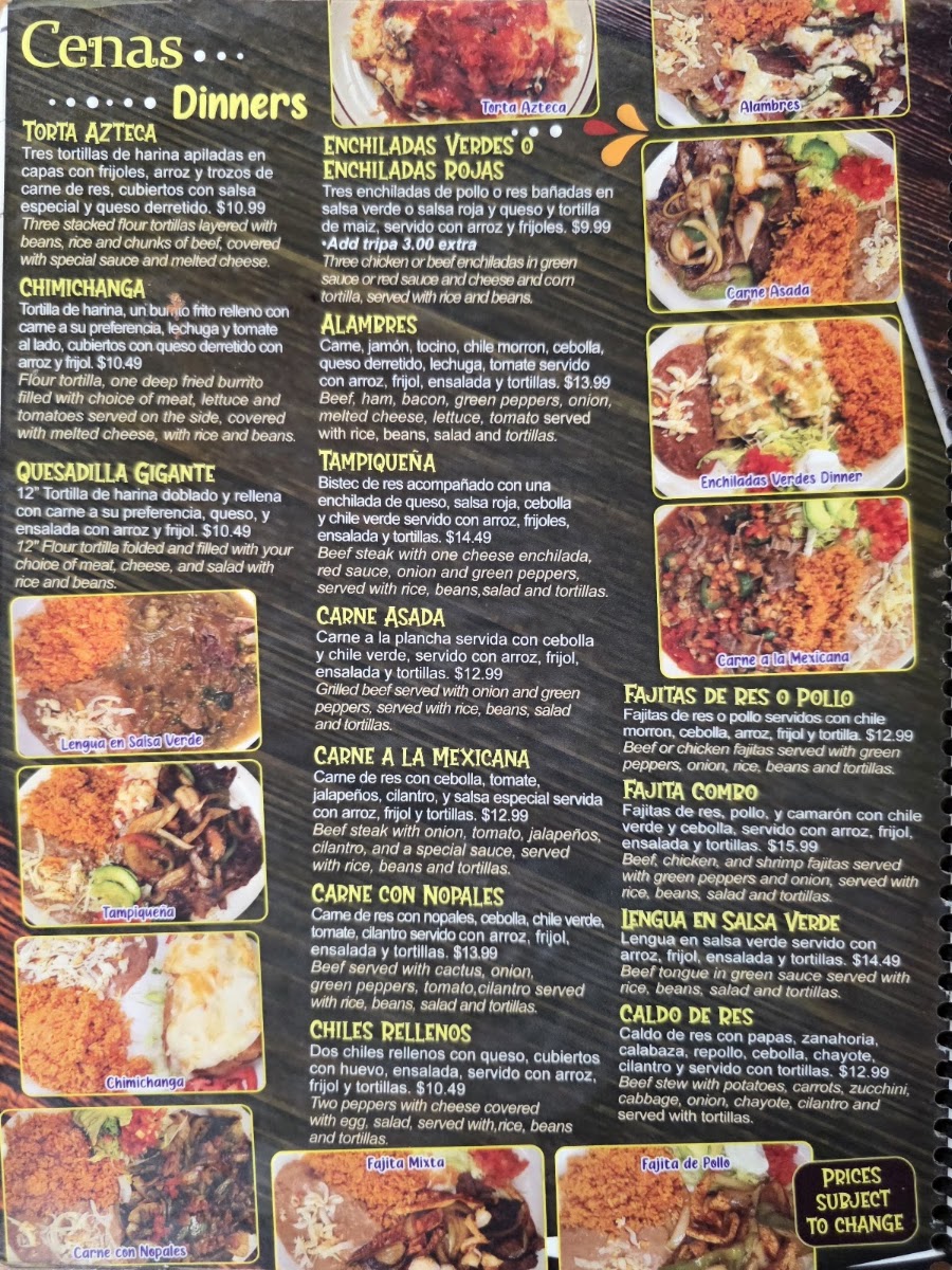 La Mexicana 4 Menu 1