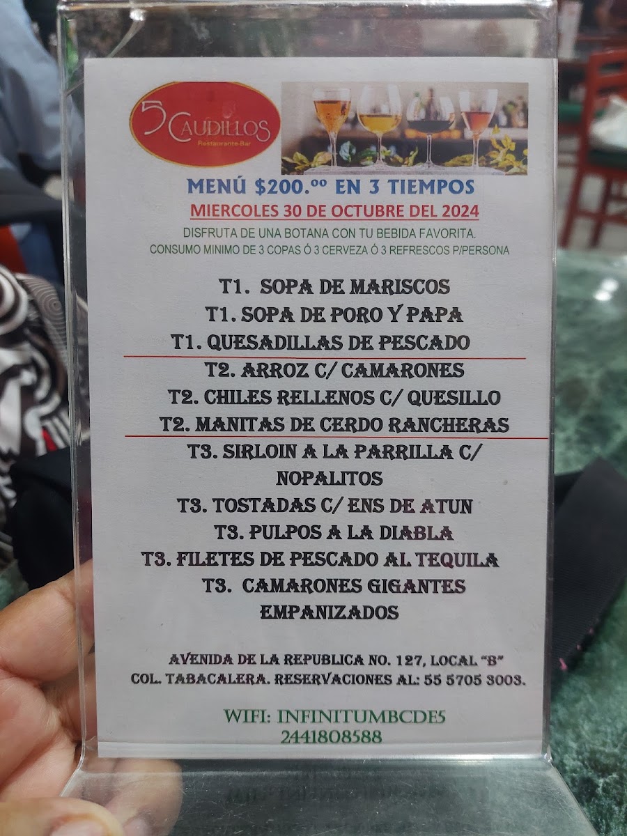 5 Caudillos Menu 1