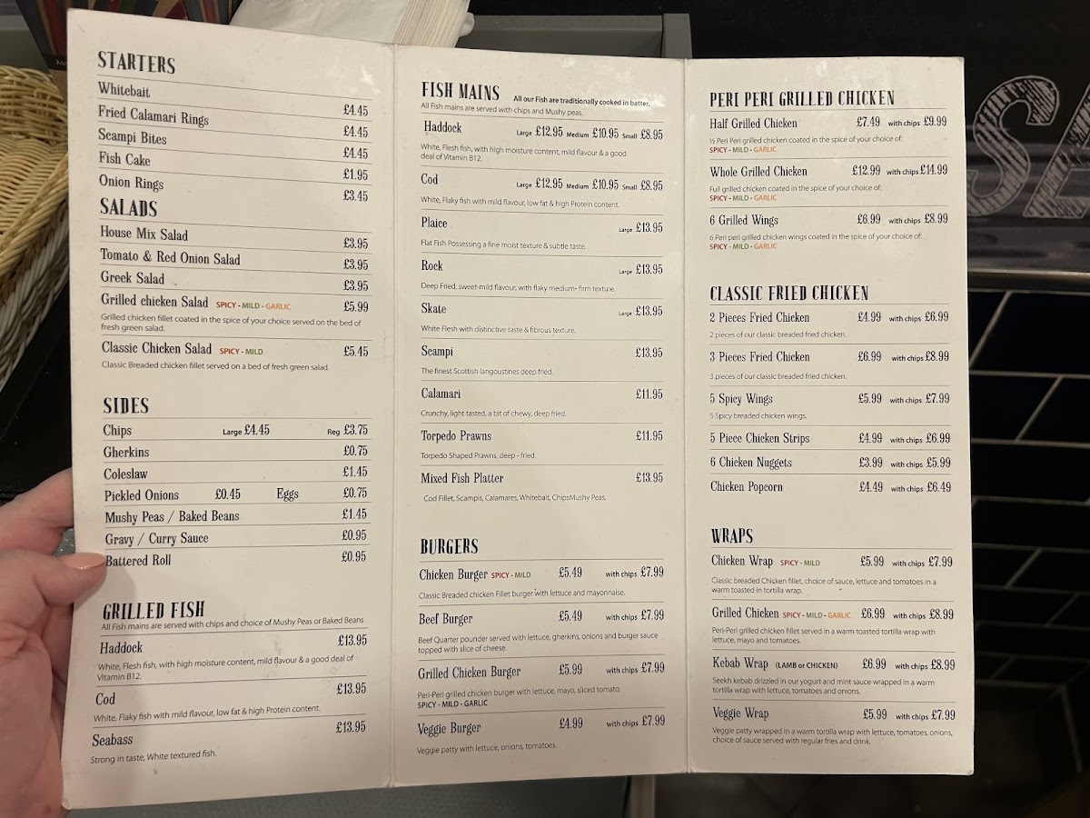 Sussex Fish Bar Menu 1