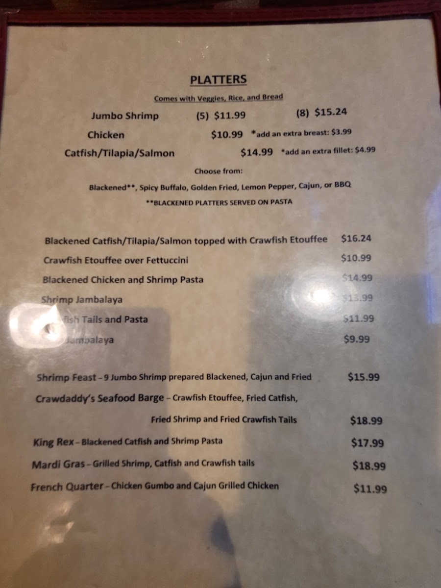 Crawdaddy's Bar and Grill Menu 1