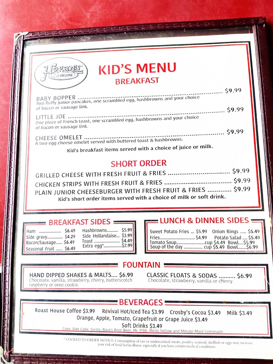 Hogan's Cafe Deluxe Menu 1