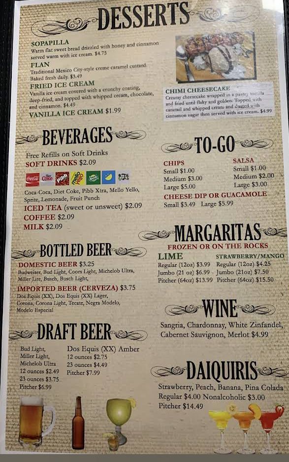 La Ruleta Mexican Restaurant Menu 1