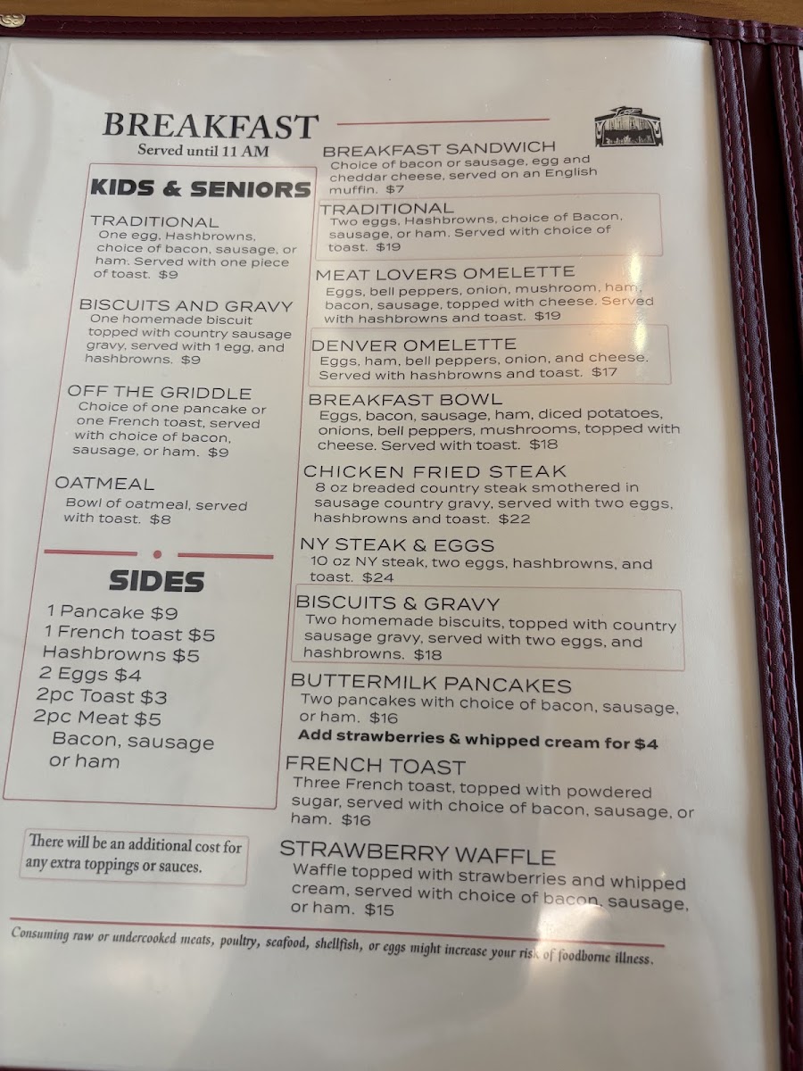Warmhouse Restaurant Menu 1