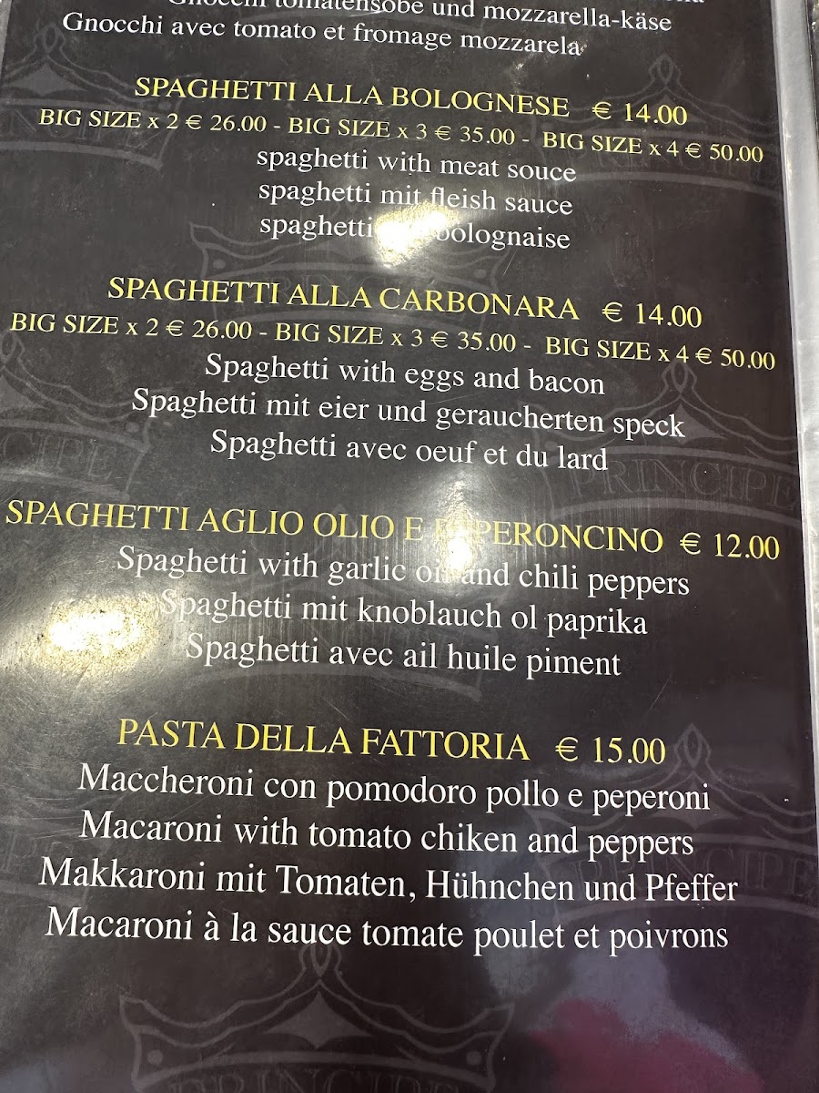 Ristorante Pizzeria Principe Menu 1