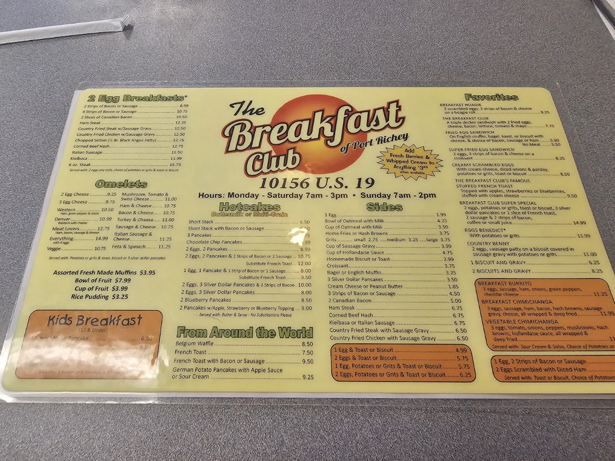 The Breakfast Club Menu 1